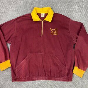 Vintage Barbarian Rugby Mount Allison University 1/4 Zip Pullover Shirt Large
